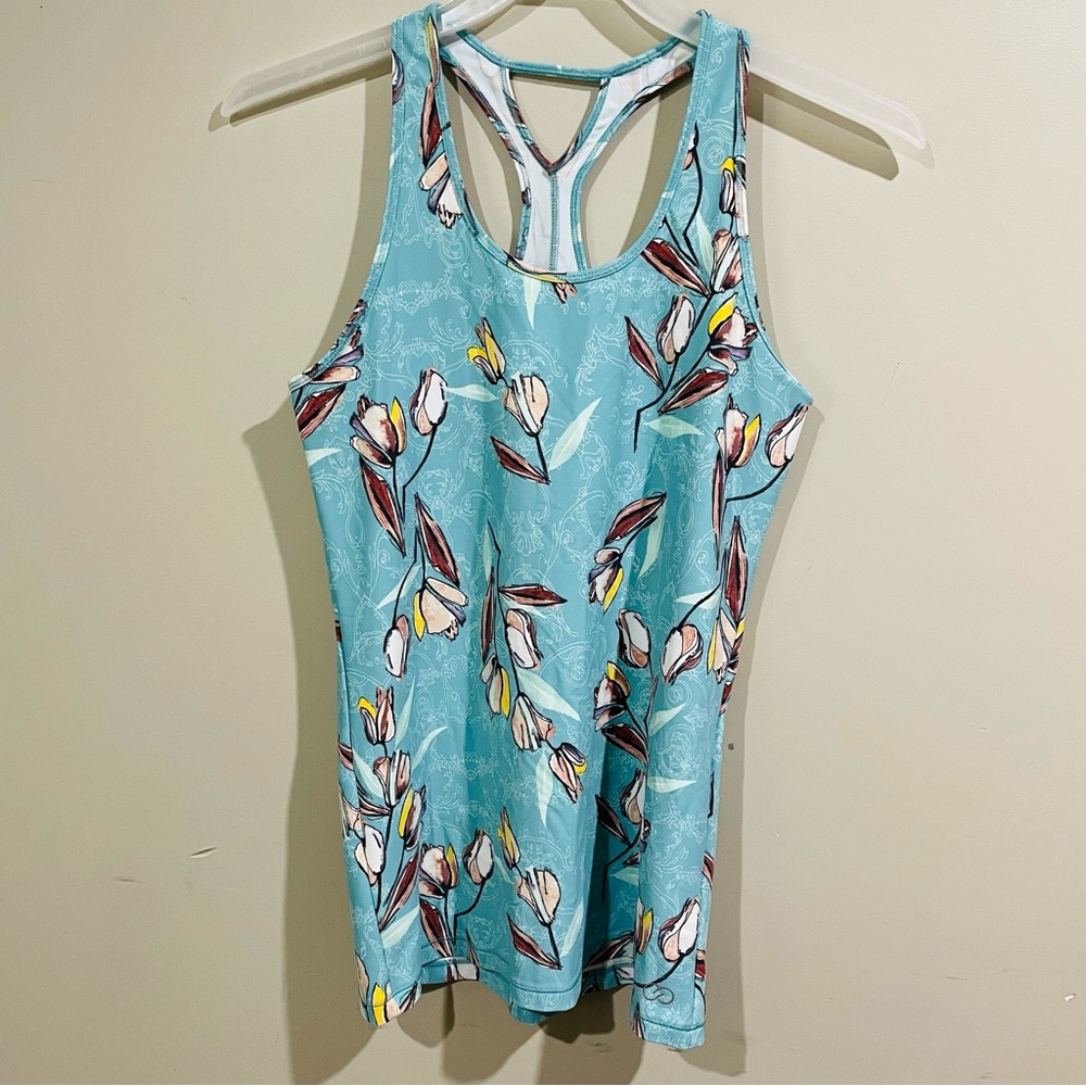 Calia by Carrie Underwood Blue Floral Workout Tank Top